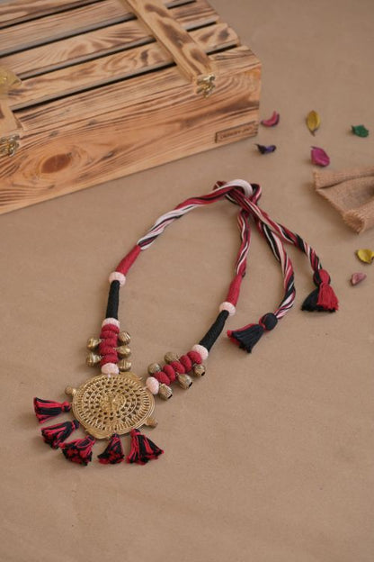 Brass Thread Matinee Necklace D7a