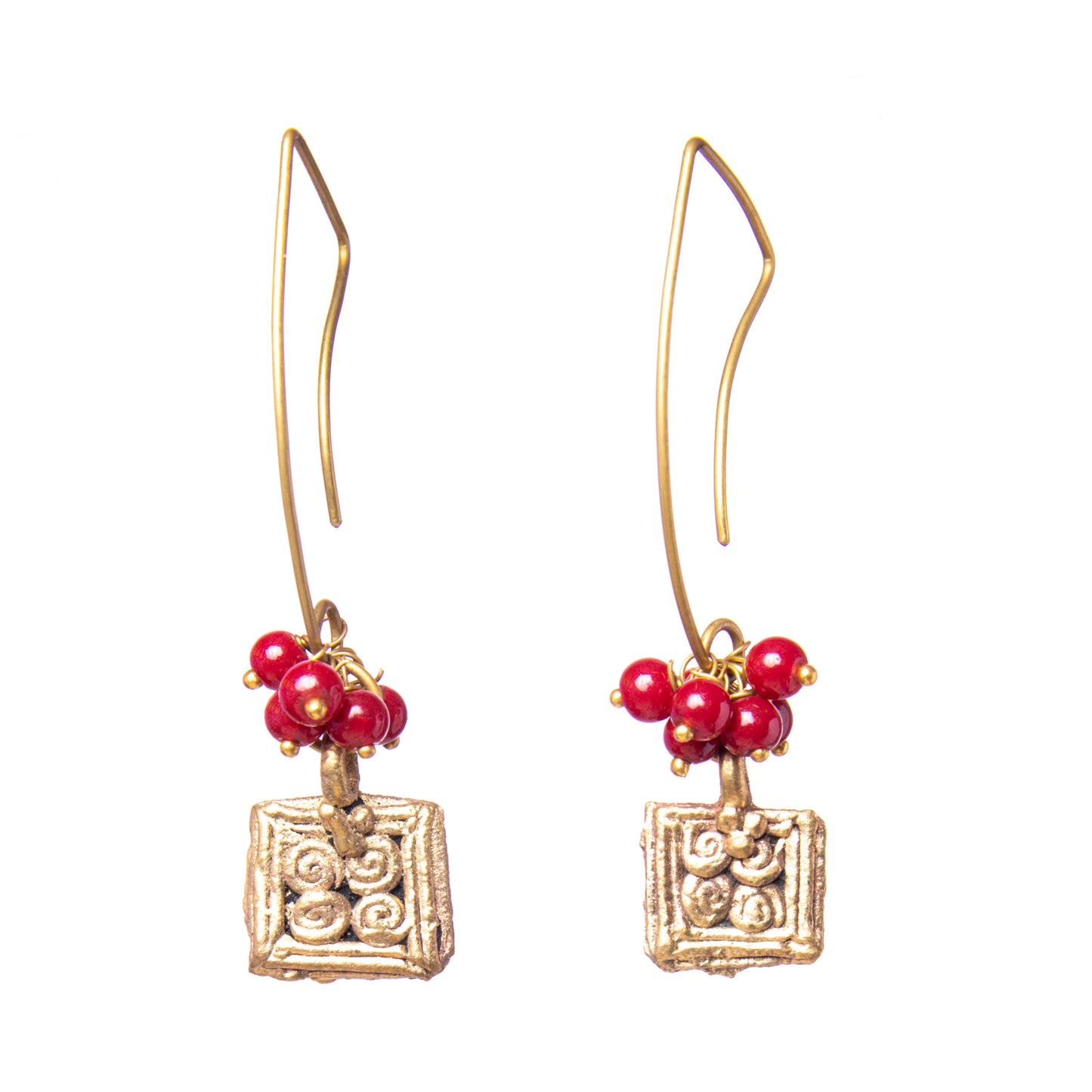 Square Dangle Gold Tone Earrings DEr62b