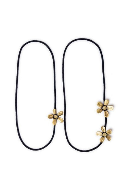 Black Multi layer Brass Floral Thread Bead Necklace