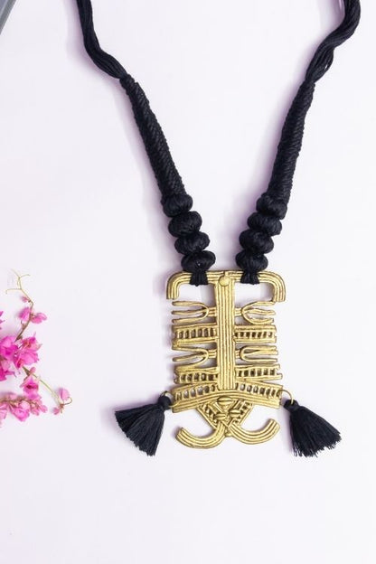 Brass Thread Matinee Necklace D11d