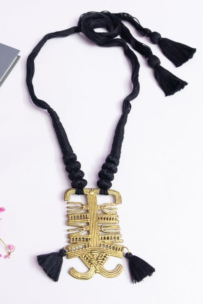 Brass Thread Matinee Necklace D11d