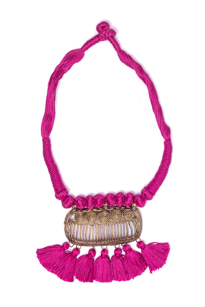 Pink Gold Tone Dhokra Necklace D14b