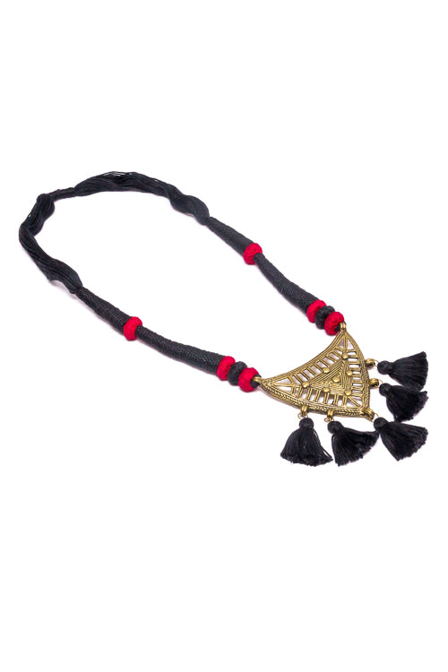 Black Gold Tone Dhokra Necklace D42b