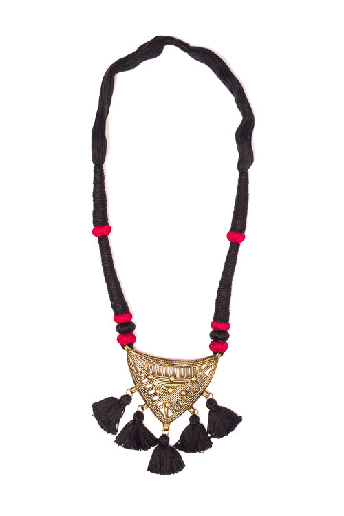 Black Gold Tone Dhokra Necklace D42b