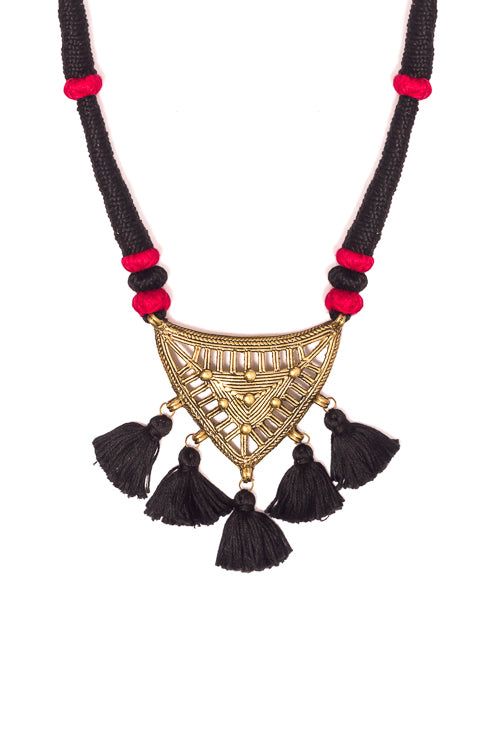 Black Gold Tone Dhokra Necklace D42b