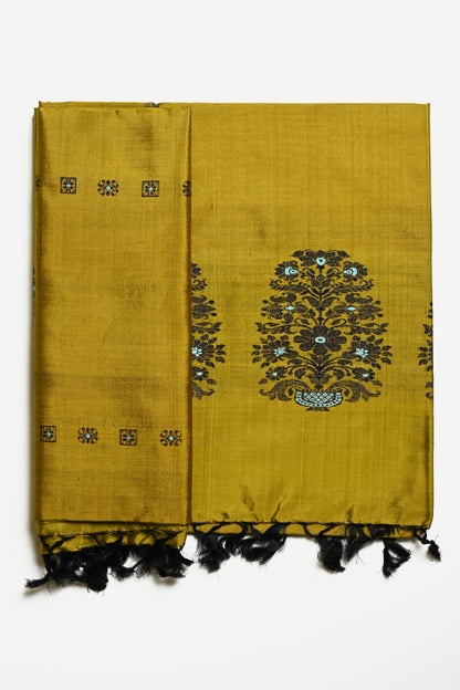 Miharu Golden Yellow Handwoven Pure Silk Baluchari Dupatta